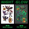 Pegatina de tatuaje luminosa de calabaza y murciélago de dibujos animados de Halloween para mujer, impermeable, de larga duración, para brazo y hombro, decoración para fiesta infantil
