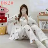 Pijama mikko para mujer para primavera y otoño, conjunto de gasa de algodón nube de manga larga y pantalón largo, lindo conjunto de ropa de casa de verano estilo japonés