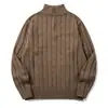 Suéter pullover Rumeng estilo japonés retro de punto trenzado con cuello alto y media cremallera, unisex, corte holgado, adecuado para parejas, top de punto de otoño