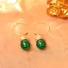 Brincos Vintage Estilo Francês com Microincrustação de Zircônia em Design Elegante e Fashion, Pingentes de Orelha em Pedra Natural, Brincos de Ágata Tendência no Tiktok