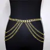 Cadena de cuerpo de moda retro con borlas transfronterizas europeas y americanas, cadena de cintura de cadena de aluminio multicapa versátil en stock para mujer