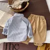 Camisas casuales de manga larga para bebés niños y niñas, camisas de primavera y otoño, tops y pantalones para niños, diseño de dibujos animados, colección de primavera y verano