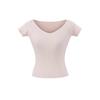 Atacado Exportação Transfronteiriça Roupas Femininas Verão 2025 Estilo Europeu e Americano Gola V Manga Curta Cor Lisa Malha Camiseta Tops para Mulheres X225037