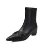 Botines ajustados y elegantes de estilo coreano con punta fina, lazo, que aumentan la altura, de tacón medio, cuña, elásticos para mujer, otoño e invierno 2026