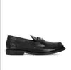 Mocasines de cuero vintage para mujer con suelas gruesas, diseño elegante con pequeñas monedas doradas, zapatos de tacón grueso de cuero genuino estilo británico