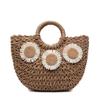 Bolsa de Palha Tecida Versátil de Moda para Mão Meia-Lua Nova Bolsa Tecida de Grande Capacidade Estilo Férias Bolsa de Praia Cesto de Legumes de Mão
