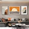 Pintura decorativa de lujo ligera con montañas para sala de estar, fondo de sofá minimalista, pintura colgante de pared, mural de bloques de color abstracto Morandi
