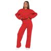 211468 otoño e invierno nuevo transfronterizo Europa y Estados Unidos color sólido holgado manga larga cuello redondo moda femenina casual traje de pantalones de pierna ancha