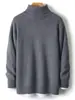Suéter 100% Lana Otoño e Invierno para Hombre Cuello Alto Engrosado Suéter Holgado Casual Juvenil de Punto Base Pulóver Talla Grande