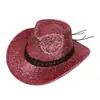 Chapéu de Cowboy com Glitter Transfronteiriço Chapéu de Cowboy com Glitter Rosa Boate Dança Carnaval Festa na Praia Topete com Glitter Dourado