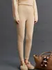 Pantalones de Cachemira para Mujer Otoño e Invierno, Pantalones de Lana Tejida, Corte Ajustado, Base Cálida, Pantalones Cropped Adelgazantes sin Costuras, Pantalones Skinny para Ropa Exterior