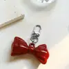 Europeo y Americano Transfronterizo Angora Corazón Rojo Lazo Colgante de Bolso Decoración Simple Llavero Teléfono Móvil Resorte en Forma de Corazón