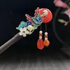 Horquilla Antigua de Imitación de Sándalo de Alta Calidad Broche Elegante para el Cabello Borla de Madera Accesorios para el Cabello Paso a Paso Hanfu Cheongsam
