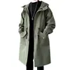 Gabardina Verde Militar para Hombre Primavera y Otoño de Alta Gama Abrigo Civil Ksulu para Hombre Estilo Coreano Abrigo Largo Estilo Británico