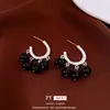 Pendientes de Aro Vintage de Cristal con Aguja Plateada Estilo Étnico Modernos Pendientes de Botón de Lujo Ligero con un Diseño Único Pendientes Versátiles para Mujer