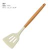 Conjunto de três peças de colher e pá de silicone para fritar vegetais domésticos, pá de estilo chinês, cabo de madeira, colher para bife frito, utensílios de cozinha