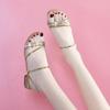 Sandalias de Mujer Verano Dos Usos 2025 Nuevo Estilo Coreano Versátiles Tacón Bajo 34-42 Tallas Grandes Sandalias Estilo Hada con Pedrería