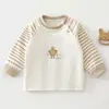 Camiseta infantil de manga comprida para primavera e outono, novas roupas para meninos, roupas de algodão de cor sólida para meninos, tops de bebê, camisetas básicas para outono e inverno