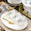 Pratos e Conjunto de Pratos Tigela e Prato de Alta Temperatura Jingdezhen Utensílios Domésticos de Porcelana Óssea Caixa de Presente Tigela de Cerâmica e Conjunto de Hashis Presente de Inauguração