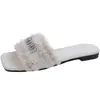 Sandalias planas de tiras con pedrería y punta abierta para uso en exteriores, nuevos zapatos con flecos para mujer, sandalias de verano 2026 de suela blanda, modernos y a la moda