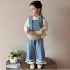 Conjunto de Niña 2026 Nueva Moda de Primavera Elegante Conjunto de Tres Piezas de Mezclilla para Bebés con Pantalones de Pierna Ancha para Verano