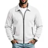 Chaqueta de otoño para hombre de color liso con textura de gofre, solapa y dobladillo acanalado, prenda exterior casual de manga larga para exportación a Europa y América
