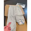 Calça Casual Xadrez Houndstooth Retrô Americana Masculina Outono Caimento Solto Reta Calça Casual Xadrez Esportiva Longa