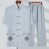 Camisa de manga corta para papá Traje de hombre Verano Ropa Tang para mediana edad y ancianos Camisa fina para ancianos Traje Zhongshan