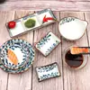 Molho de Soja Sabor Sushi Japonês Prato Temperos Mostarda Tigela Pequena Orelha Única Azul Uncaria Culinária Japonesa e Coreana Prato para Hot Pot
