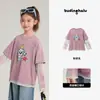 Pudding Haru Estilo Dibujos Animados Bloques de Color Camiseta Falsa de Dos Piezas Manga Larga 2026 Verano para Niñas Delgado Top Protector
