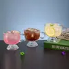 Taza de Vidrio con Patrón de Corteza y Asa para el Hogar Taza de Desayuno de Aspecto Elegante para Avena Yogur Taza de Postre Taza de Helado Taza de Café