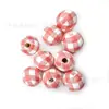 Nuevas Cuentas Redondas de Madera de Loto de 16 mm Patrón de Cuadros Frescos Color Madera Natural Decoración Colgante DIY para Niños Accesorios de Cuentas de Madera Patrón de Espiga