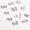 Broca para uñas rosa con purpurina, forma de fondo puntiagudo, color mágico AB, pedrería para uñas, cara multifaceta, cuadrada gruesa, amor, joyería para broca de uñas