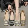 Sapatos de Salto Baixo Quadrados para Mulheres, Novo Estilo Primavera/Verão 2026, Versáteis e Modernos, com Solado Macio, Antiderrapantes, Mocassins Confortáveis de Calçar