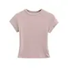 Playera de Cachemira de Cuello Redondo Pequeño y Cintura Corta de Manga Corta Verano 2025 Manga Raglán Slim Alta Elasticidad Corta Camiseta Básica Top