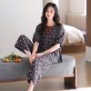 Pijamas para Mujer Verano Algodón Puro Manga Corta Pantalón Ocho Cuartos Traje Delgado 2025 Nuevo Estilo Se Puede Usar Afuera Ropa de Casa de Verano
