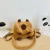 Nova Bolsa Capivara Feminina Pelúcia Fofa Desenho Animado Capivara Estudante Universitário Bolsa Transversal Mochila Bolsa de Ombro