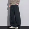 Calça Casual de Tricô Estilo Americano com Quatro Barras para Homem, Outono/Inverno 2026, Versátil, Solta, Perna Larga, Drapeada, Calça de Moletom