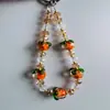 Cadena de Teléfono Móvil de Cristal de Gama Alta Colgante de Lanyard con Cuentas de Vidrio para Teléfono Móvil Cadena Retro para Colgar en la Muñeca Colgante de Ins Bolso
