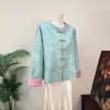 Blusa jacquard de estilo chino ZhilieNew con botones, moderna chaqueta holgada estilo nacional de cuello alto, novedad otoño 2026 para mujer