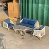 Combinación de Mesa de Café y Sofá de Exterior Mimbre Silla de Mimbre Sofá de Mimbre Modelo de Habitación Exterior Balcón al Aire Libre Patio Muebles de Ocio