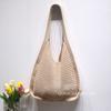 Bolso Tejido con Corte de Marca Grande para Mujer 2025 Nuevo Bolso de Hombro Gran Capacidad Bolso de un Solo Hombro para la Axila Bolso de Malla para Playa para Mujer
