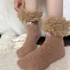 Calcetines de Media Pantorrilla para Mujer Otoño e Invierno de Coral Gruesos Cálidos Caídos Monstruo de Ojos Grandes de Dibujos Animados Calcetines Largos Calcetines al por Mayor