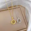 [Acero de Titanio] Luz de Hierba de la Suerte Inteligente Lujo Temperamento Hermoso Collar de Diamantes Cadena para Clavícula Versátil para Mujer Cadena de Acero de Titanio