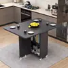 Mesa de jantar dobrável para uso doméstico em apartamentos pequenos, simples, multifuncional, móvel com rodas, adequada para imóveis de aluguel, pequena mesa de jantar retangular