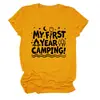 Mi primer año de acampada Amazon eBay sitio independiente moda casual camiseta de manga corta con cuello redondo para mujer