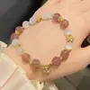 Nuevo Colgante de Cristal de Fresa Natural Amor Pulsera Flor de Durazno Diseño de Nicho Fresco y Refrescante Par de Mejores Amigas
