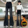 Pantalones para Niñas 2026 Primavera/Otoño Nuevo Estilo Jeans Ajustados para Niños Ropa de Abrigo para Niños Grandes Otoño/Invierno Pantalones Acampanados Elásticos con Felpa