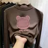 Ropa infantil versátil: nuevos estilos de otoño e invierno de tops forrados de felpa para niñas, con cuello semi-alto, diseñados para niños mayores, que brindan calidez y un look casual
