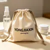 Bolsa com cordão de algodão-poliéster reciclado, tecido ecológico, bolsa de armazenamento à prova de poeira para perfumes e produtos de skincare, logotipo personalizado disponível